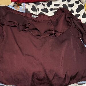 Soho Apparel Maroon Ruffle Blouse